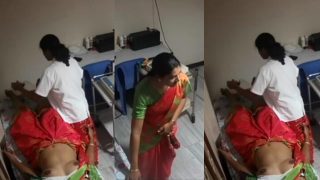 Telugu Aunty’s Big Boobs Show – Nurse On Clinic Secretly Captured